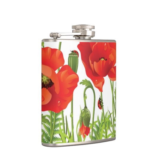 Horizontale grens met rode papaver heupfles (Rechts)