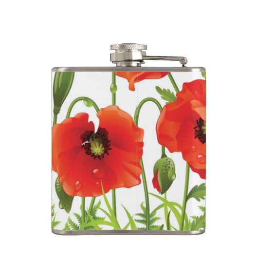 Horizontale grens met rode papaver heupfles (Achterkant)