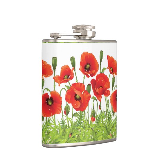 Horizontale grens met rode papaver heupfles (Rechts)