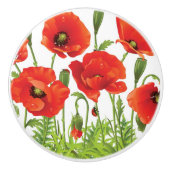 Horizontale grens met rode papaver keramische knop (Voorkant)