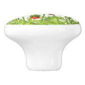 Horizontale grens met rode papaver keramische knop (Zijkant)