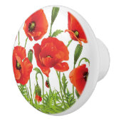Horizontale grens met rode papaver keramische knop (Rechts)