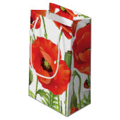 Horizontale grens met rode papaver klein cadeauzakje (Achterkant Gekanteld)