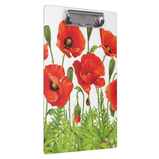 Horizontale grens met rode papaver klembord (Rechts)