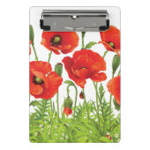 Horizontale grens met rode papaver mini klembord (Voorkant)