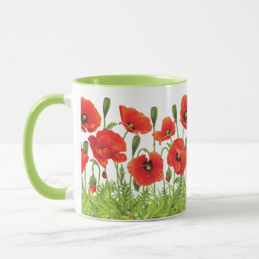 Horizontale grens met rode papaver mok (Links)