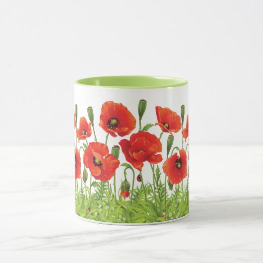 Horizontale grens met rode papaver mok (Midden)