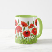 Horizontale grens met rode papaver mok (Voorkant rechts)