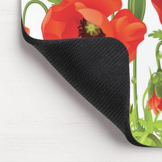 Horizontale grens met rode papaver muismat (Hoek)