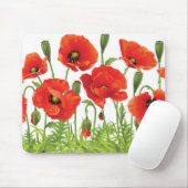 Horizontale grens met rode papaver muismat (Met muis)