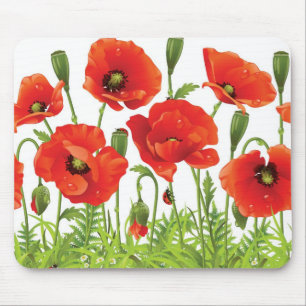 Horizontale grens met rode papaver muismat