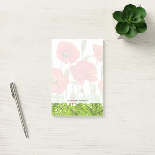 Horizontale grens met rode papaver post-it® notes (Kantoor)