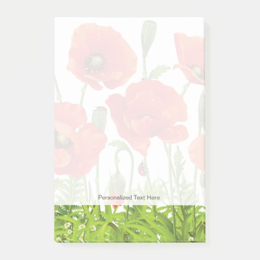Horizontale grens met rode papaver post-it® notes (Voorkant)