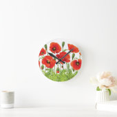 Horizontale grens met rode papaver ronde klok (Huis)