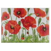 Horizontale grens met rode papaver snijplank (Voorkant)