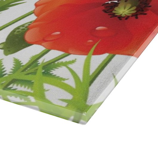 Horizontale grens met rode papaver snijplank (Hoek)