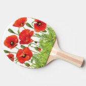 Horizontale grens met rode papaver tafeltennisbatje (Zijkant)