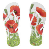 Horizontale grens met rode papaver teenslippers (Voetbed)