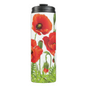 Horizontale grens met rode papaver thermosbeker (Voorkant)
