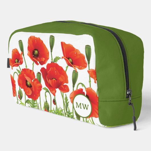 Horizontale grens met rode papaver toilettasje (Rechterhoek)
