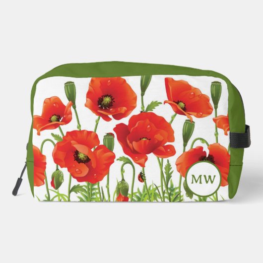 Horizontale grens met rode papaver toilettasje (Achterkant)