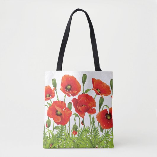 Horizontale grens met rode papaver tote bag (Voorkant)