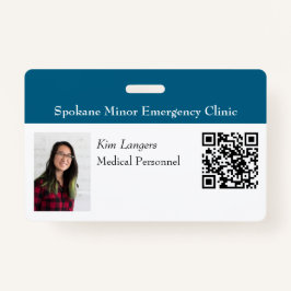 Horizontale ID Foto en QR code Badge Generic Blauw