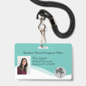 Horizontale ID-nekkoord Badge Algemeen Turkoois (Voorzijde met lanyard)