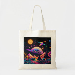 Horizontale illustratie van het toekomstige landsc tote bag