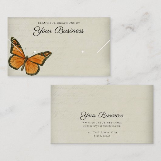 Horizontale juwelenvertoning met legante vlinder visitekaartje (Voorkant / Achterkant)