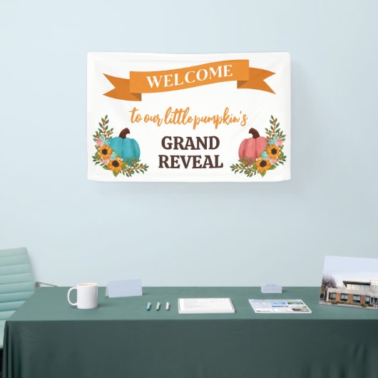 Horizontale Kleine Pompoen Geslacht Onthullen Welk Spandoek (Beurs)