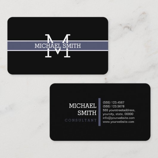 Horizontale lijn Monogram Professional Independenc Visitekaartje (Voorkant / Achterkant)