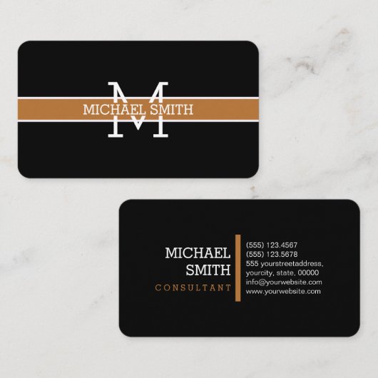 Horizontale lijn monogram professioneel koper visitekaartje (Voorkant / Achterkant)