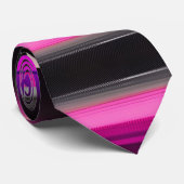 Horizontale lijnen Zwart Roze Amou Geometrisch Pat Stropdas (Opgerold)