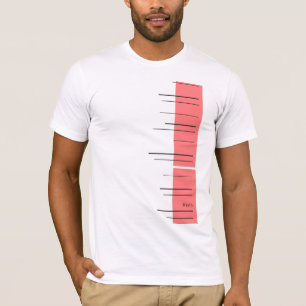 Horizontale lijnen, zwarte strepen op rood t-shirt