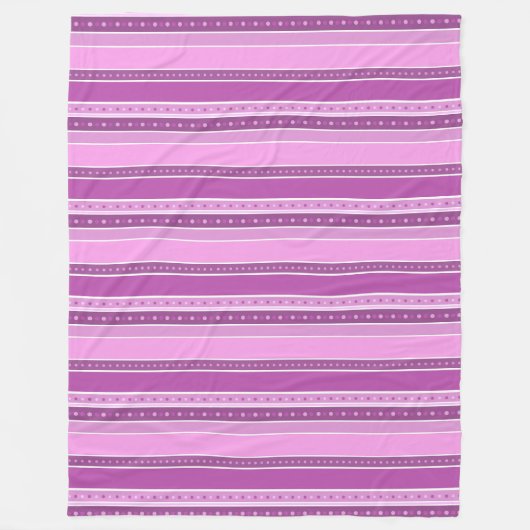 Horizontale lila roze strepen met polka dot decor fleece deken (Voorkant)