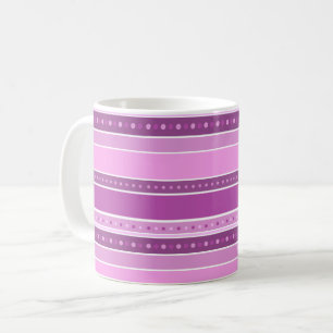 Horizontale lila roze strepen met polka dot decor koffiemok