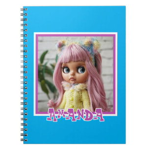 Horizontale lila roze strepen met polka dot decor notitieboek