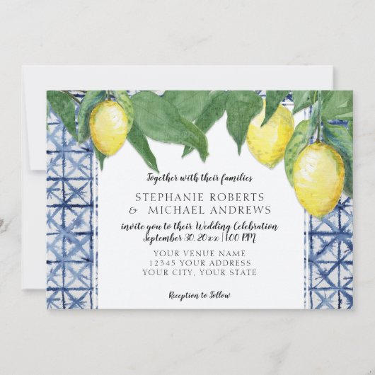 Horizontale marineblauw-sjerbori w Lemon-tak Kaart (Voorkant)