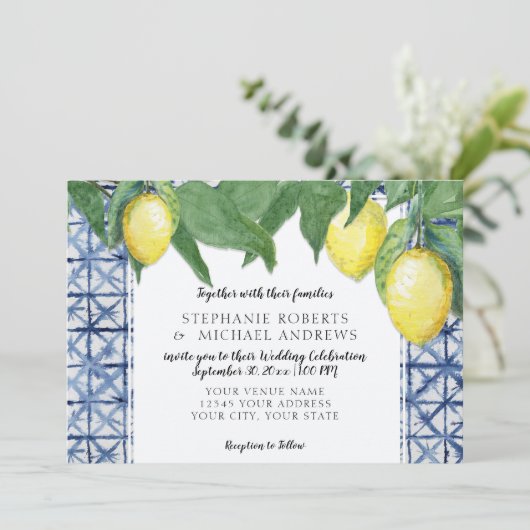 Horizontale marineblauw-sjerbori w Lemon-tak Kaart (Staand voorkant)