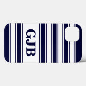 Horizontale marinestreep met monogram Case-Mate iPhone case (Achterkant (horizontaal))
