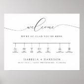 Horizontale Minimalistische Trouwtijdlijn Welkom Poster (Voorkant)