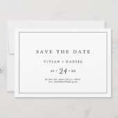 Horizontale minimalistische typografie save the date (Voorkant)
