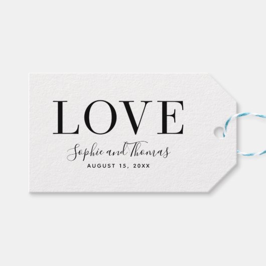 Horizontale Moderne Elegante Liefde Bruiloft Cadeaulabel (Voorkant (Horizontaal))