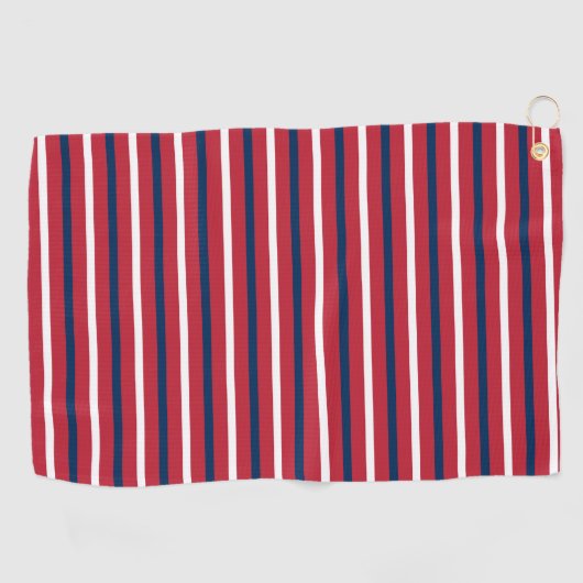 Horizontale Nautical Stripes Red Blue White Golfhanddoek (Horizontaal)