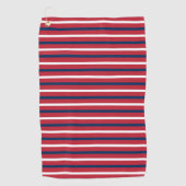 Horizontale Nautical Stripes Red Blue White Golfhanddoek (Voorkant)