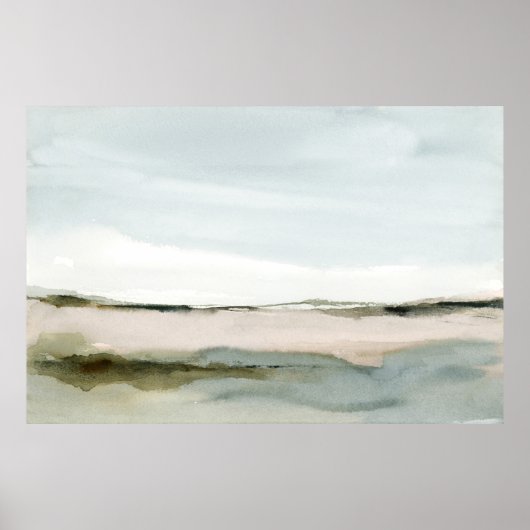 Horizontale neutrale Abstracte Waterverf van het l Poster (Voorkant)