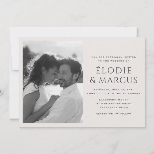 Horizontale One Photo Modern Bold Names Wedding In Kaart (Voorkant)