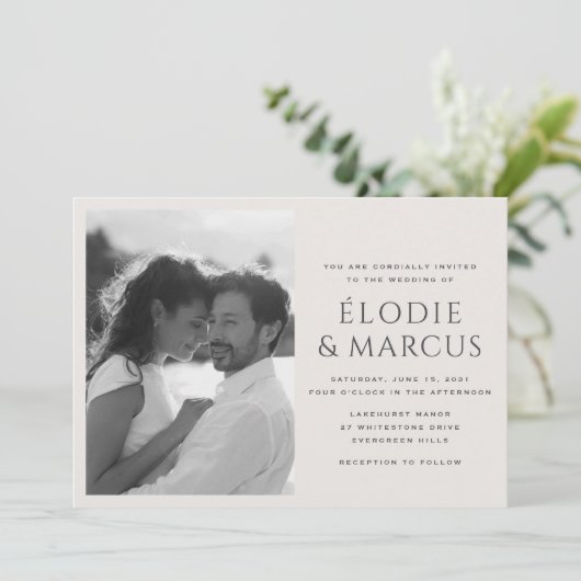 Horizontale One Photo Modern Bold Names Wedding In Kaart (Staand voorkant)