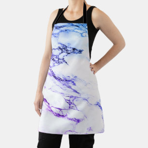 Horizontale paars- en blauwe marmerlook schort